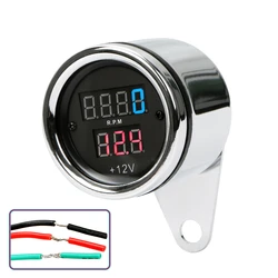 1pc Motorcycle LED Tachometer Digital Voltmeter Tachometer Gauge 12V Motorcycle Metal Odometer Speedometer Universal Accessories