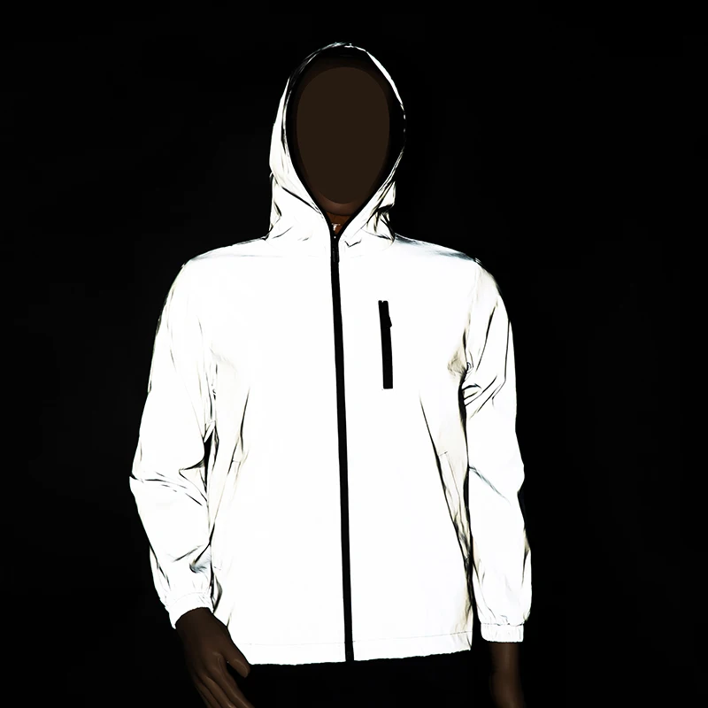 Reflective Cycling Jacket Light-reflecting coats Unisex windbreaker casual hip hop Hooded techwear Noctilucent Streetwear men's