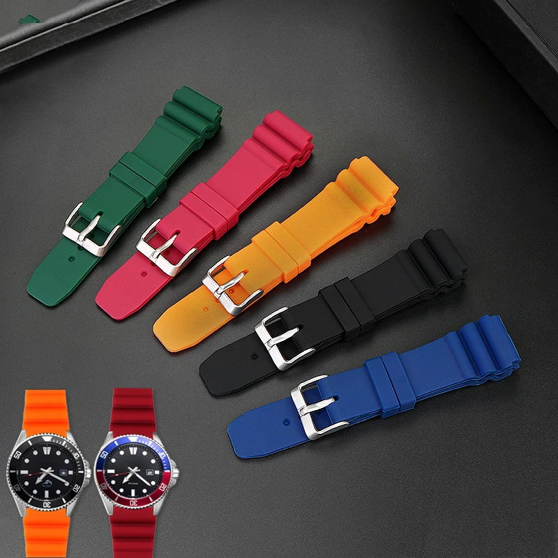 22mm Silicone Strap for CASIO MDV-106 MDV-107 MTP-VD01D efr-303l Diving Sport Waterproof Watchband for Seiko SKX007 SRP777J1