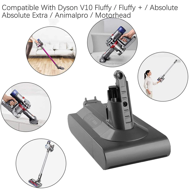 Batería de repuesto de 21,6 V, 6.0Ah, V10, para Dyson V10, Li-ion, 5Ah, V10, Animal, SV10, aspiradora de mano sin cables