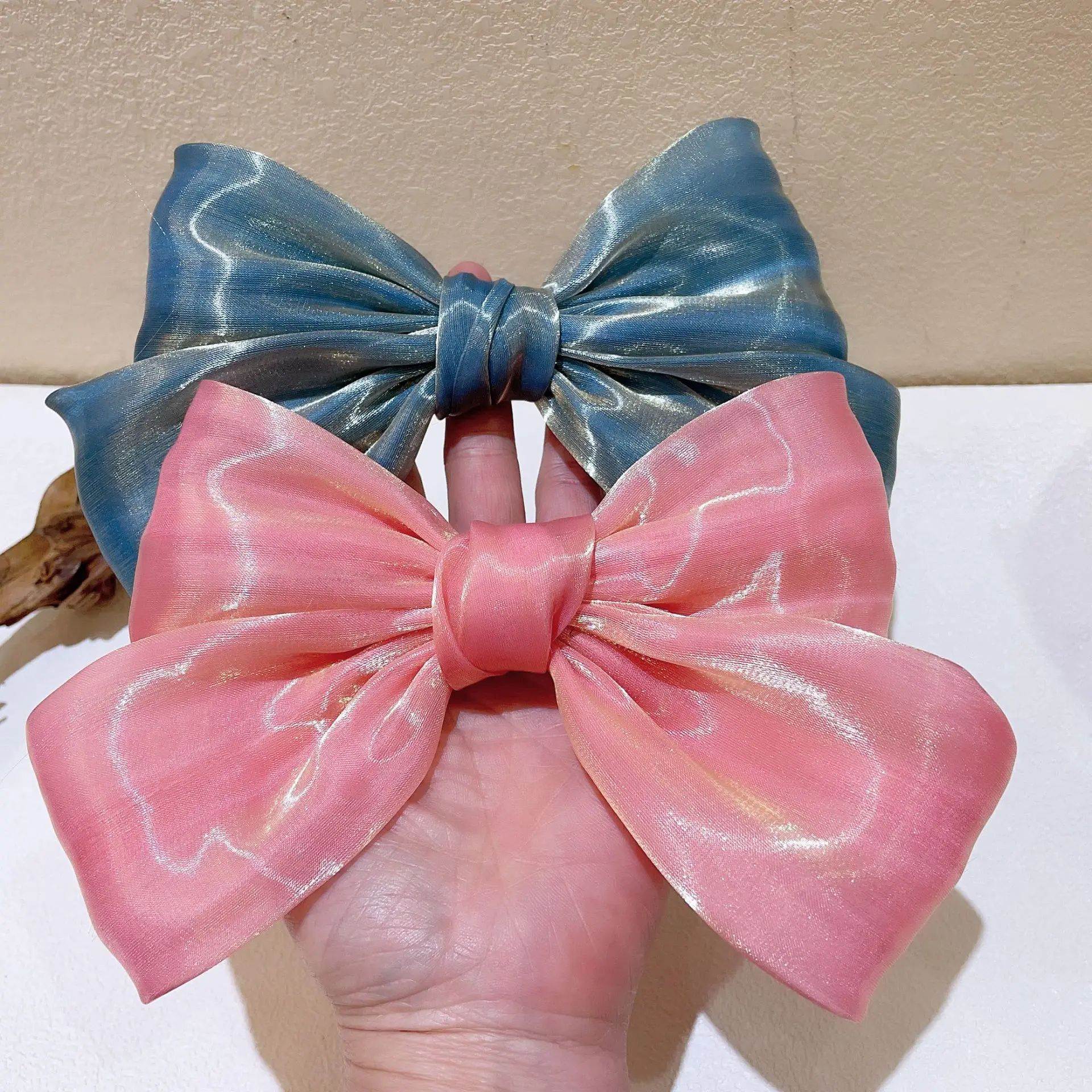 Fashion Big Bowknot Barrette Girls Shinny Shimmer Organza Bow Hair Clip Sweet Hair Grip Party Hair Holder Hair Accessories