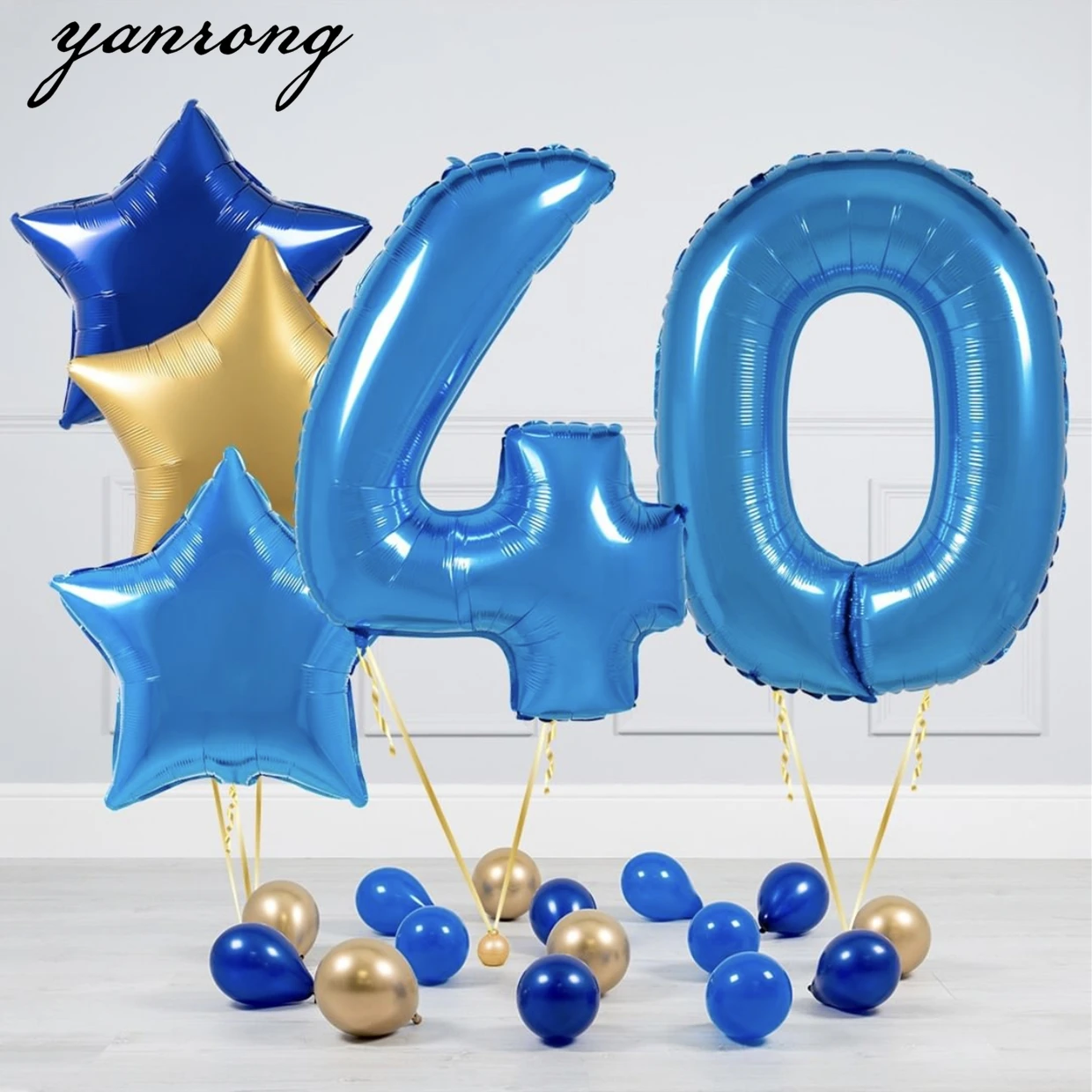 

32inch 0-9 Digital Star Shape Foil Balloons Aluminum Blue gold Birthday Wedding Party Decor Baby shower Globos Kids Decorations