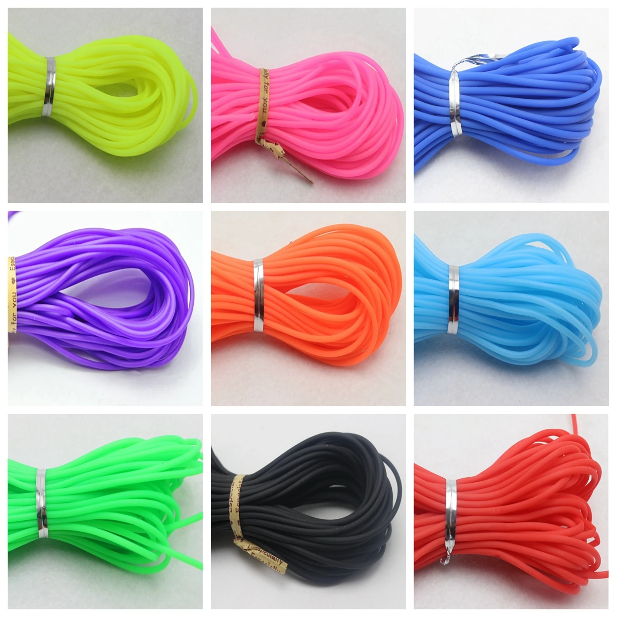 

10 Meter 2mm Soft Hollow Rubber Tubing Jewelry Cord Cover Memory Wire