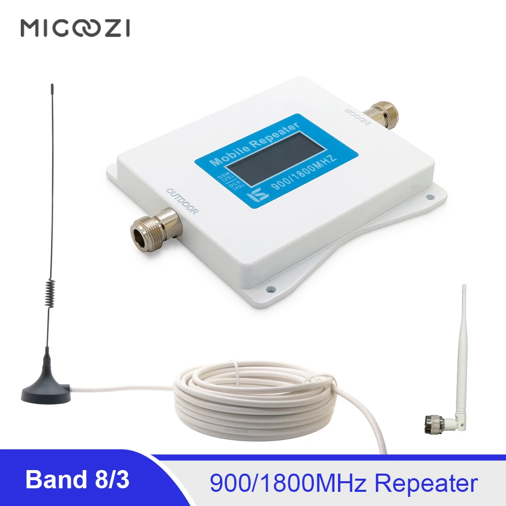 3G 4G Signal Booster Repeater Set Dual Band GSM 900 DCS 1800 MHz Band 8 3 Mobile Phone Cellular Signal Range Extender Amplifier