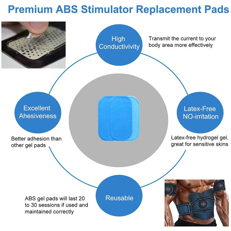 Abs 트레이너 젤 패드 근육 토너 패드 교체 젤 시트, Abs 토너 복부 운동 토닝 벨트용, 60 개 (30 팩)