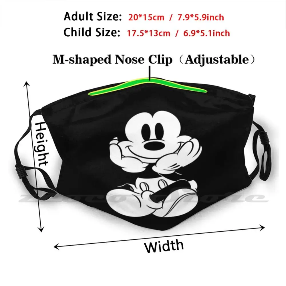 Micky Mouse Wasbare Trending Aangepaste Pm2.5 Filter Masker Micky Mouse Micky Mouse Hello Live Vrede Zwart Wit Leuke