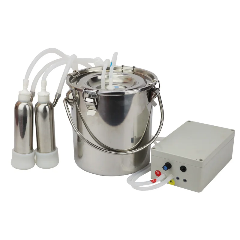 

5L Electric Pulsating Milking Machine for Cow Sheep Stainless Steel Bucket Adjustable Speed Goat Milker Vacuum Pump Suction