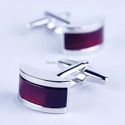 High Quality Silver Plated Garnet Stone Cuff link Men's Accessory Buttons for French Shirt Red Cat Eye Stone Cufflink for Party