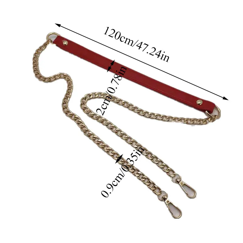 120cm PU Leather bag chain Shoulder Bag Strap Buckle Handle Gold Metal Chain Repalcement Solid Handbag Accessories Correa Bolso