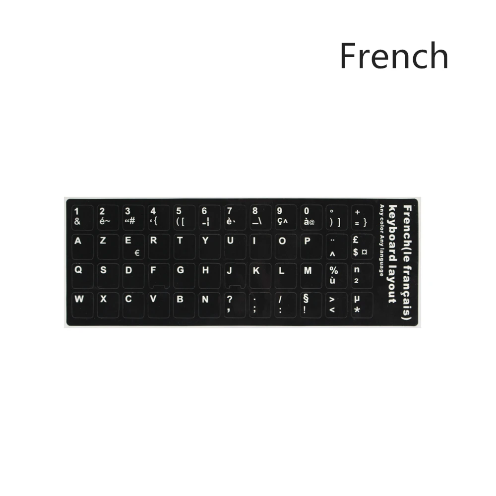 Spanish Keyboard Stickers Arabic Cangjie French Korean Thai Italian English Alphabet Keyboard Layout Stickers Black for Laptops