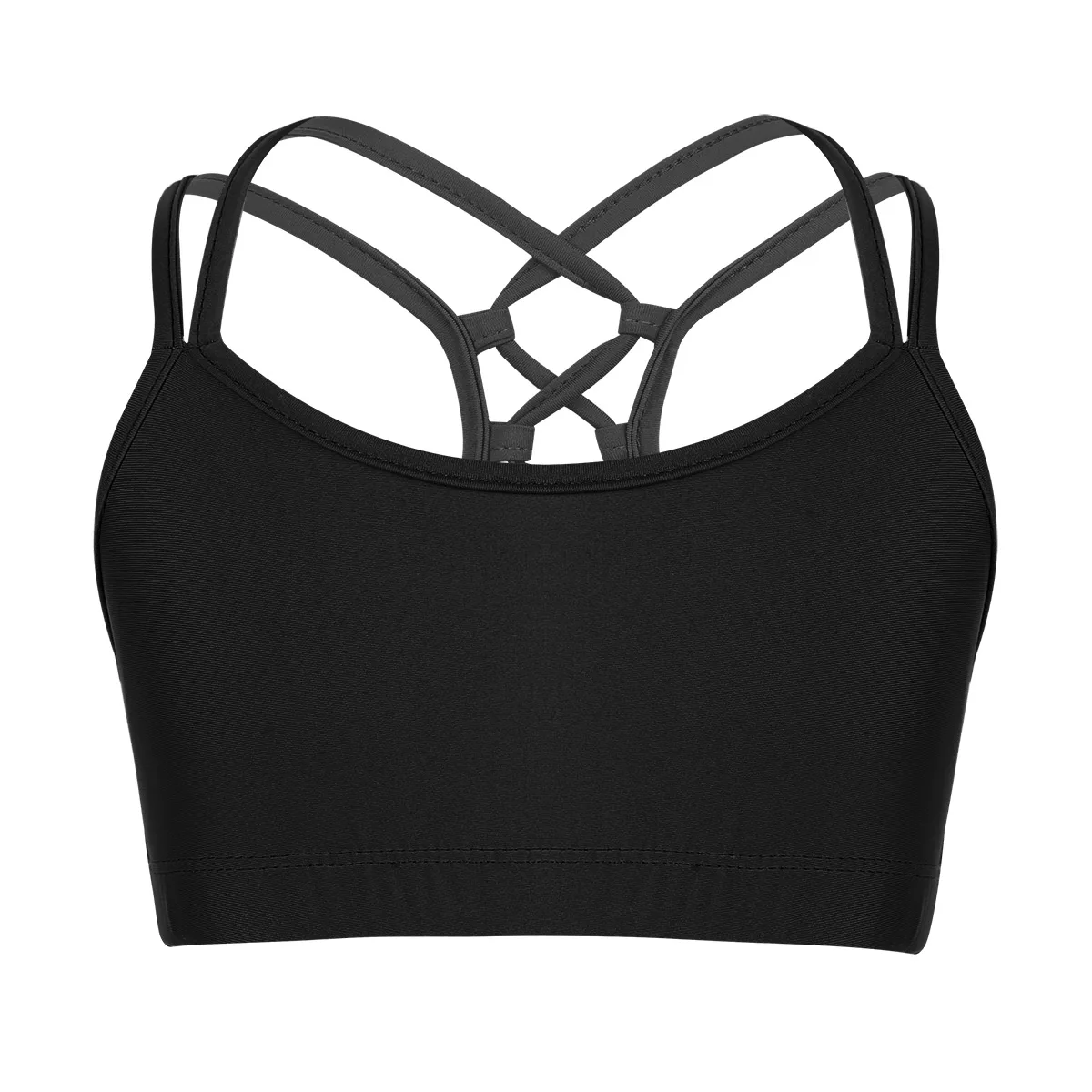 Kids Girls Sports Bra Tops Criss Cross Back Tanks Crop Top Child Dance Stage Performance Yoga Workout Clothes Ballet Dancewear