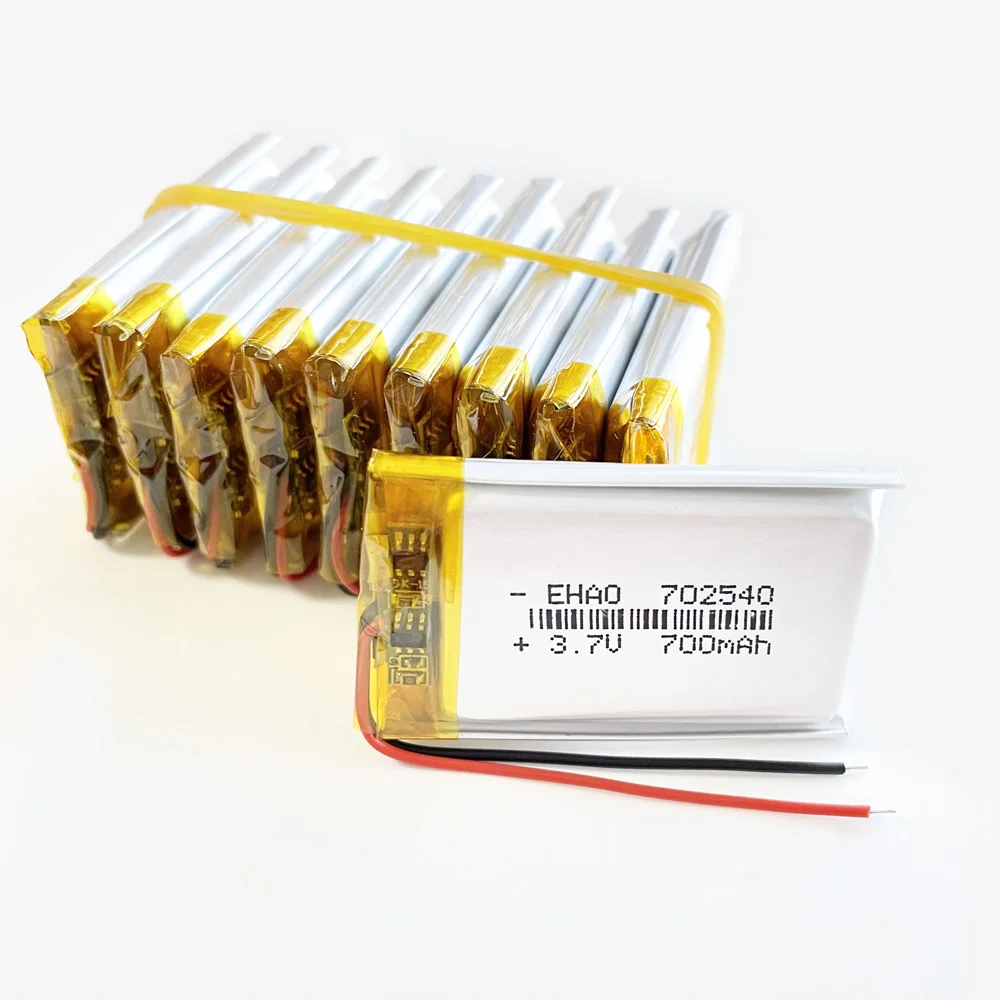 10 PCS 3.7V 700mAh Polymer Lithium Rechargeable Battery For Mp3 GPS Recording Pen Bluetooth Simulation Robot Scanner EHAO 702540