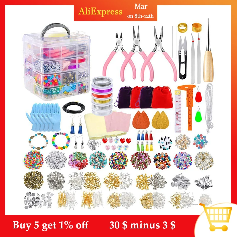 Jewelry Making Supplies DIY with Beads Findings Jewellery Pliers Beading Wire for Necklace Bracelet Earrings