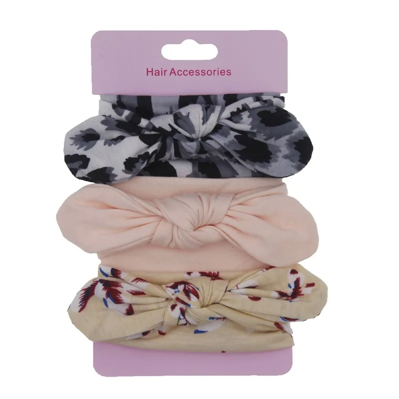 3 teile/los Baby Mädchen Stirnband für Neugeborene Babys Haar Band Elastische Zubehör Baumwolle Headwear Baumwolle Kaninchen Ohren Stirnband