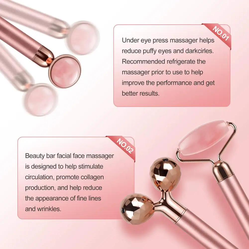 3-in-1 Elektrische Rose Quarz Jade Roller und Gesicht Massager Set Gesicht Pflege Werkzeuge Eye Massager und 3D Gesicht, kopf, Arme, Neck Massager