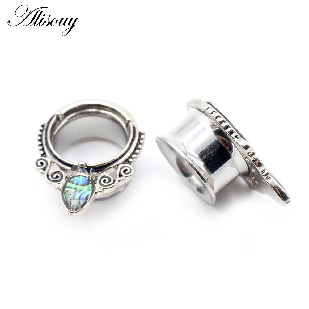 Alisouy new earrings body jewelry piercing Steel ear gauges expander plugs and tunnels with shell logo design 2pcs lot selling