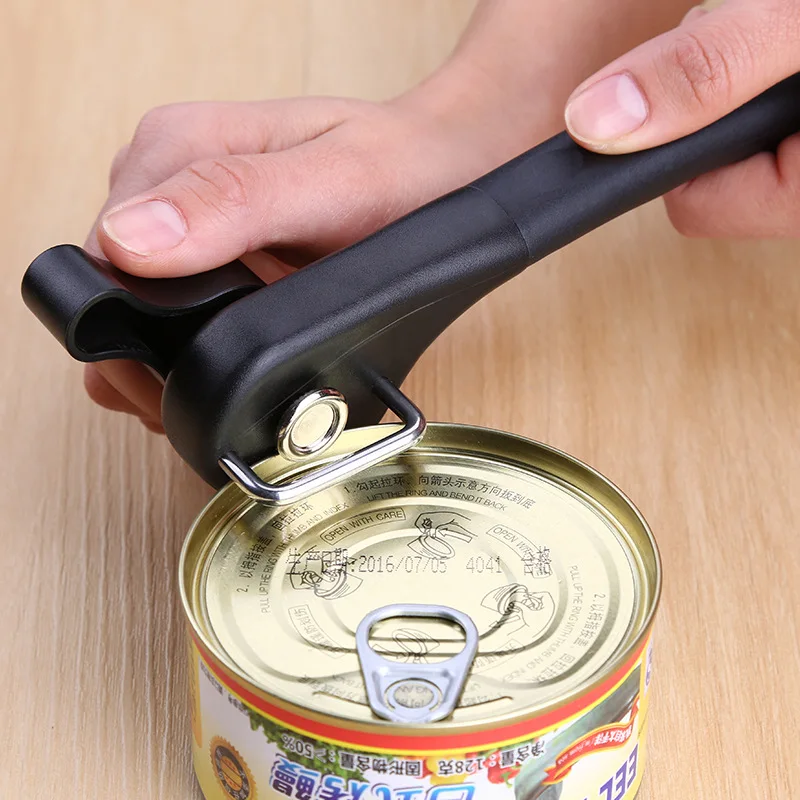 Walfos Kitchen Tool Can Tin Opener Safety Hand-Actuated Can Opener Side Cut Easy Grip Manual Opener Knife For Cans Lid Canisters