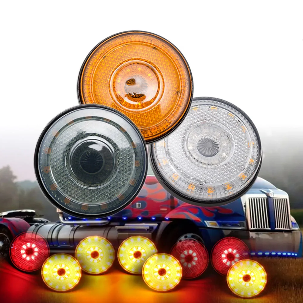Car Lights 24 LED Car Truck Trailer Rear Tail Brake Stop Marker Light Indicator Turn Singal Light Lamp Round Reflector