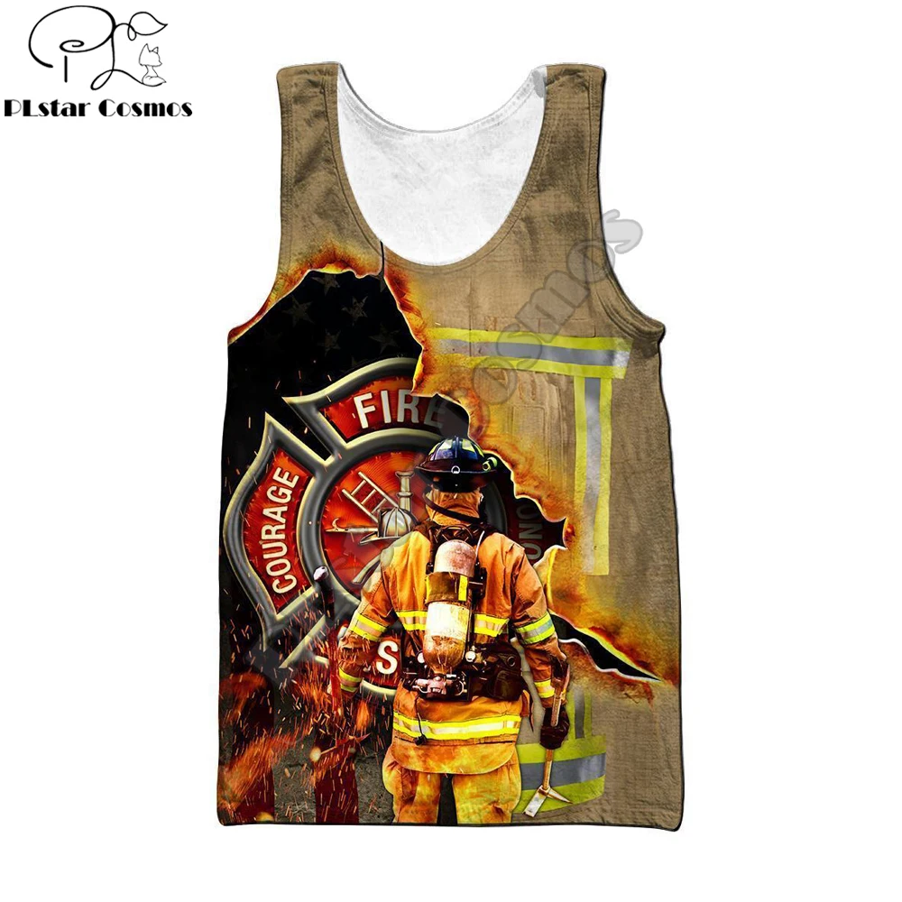 Strong Firefighter 3D All Over Printed men vest Harajuku Fashion Sleeveless T-shirt summer streetwear Unisex tank top BX006