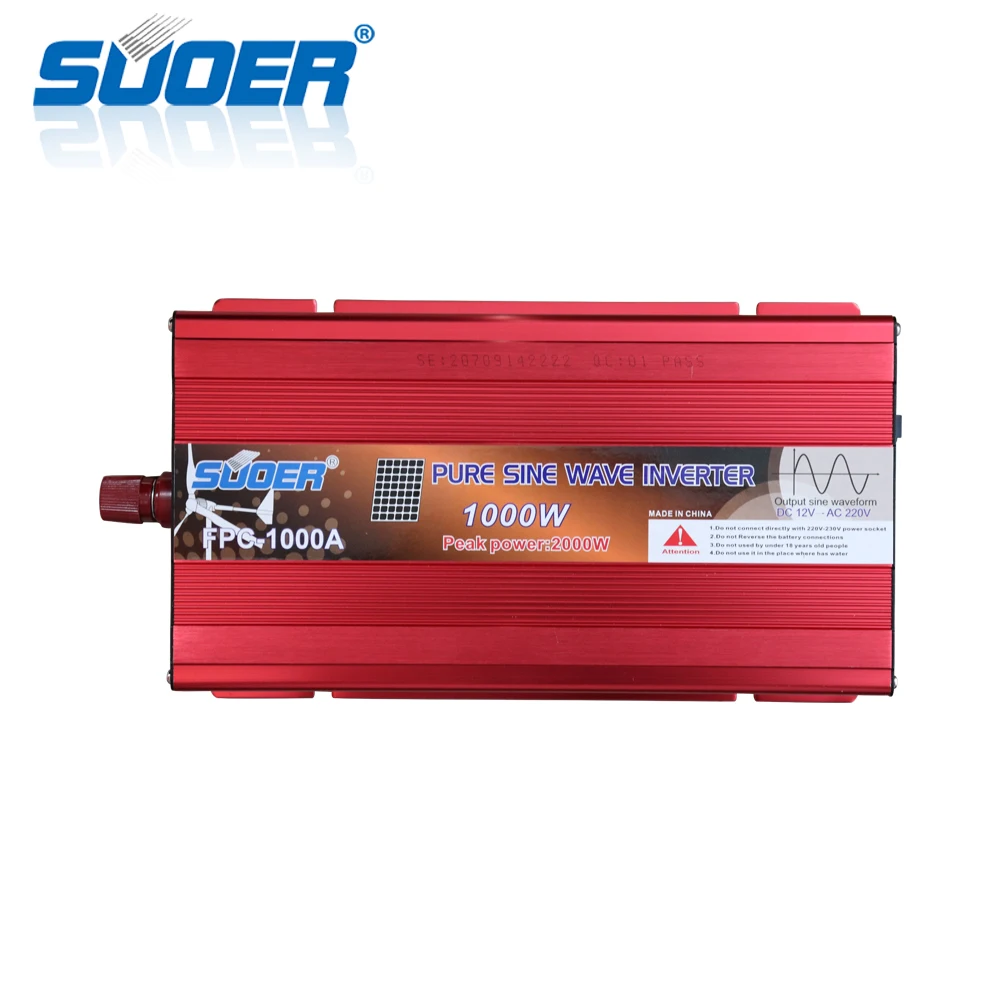 Suoer【 Pure Sine Wave Inverter 】power inverter 220v 12v dc ac pure sine wave inverter 1000w（FPC-1000A）