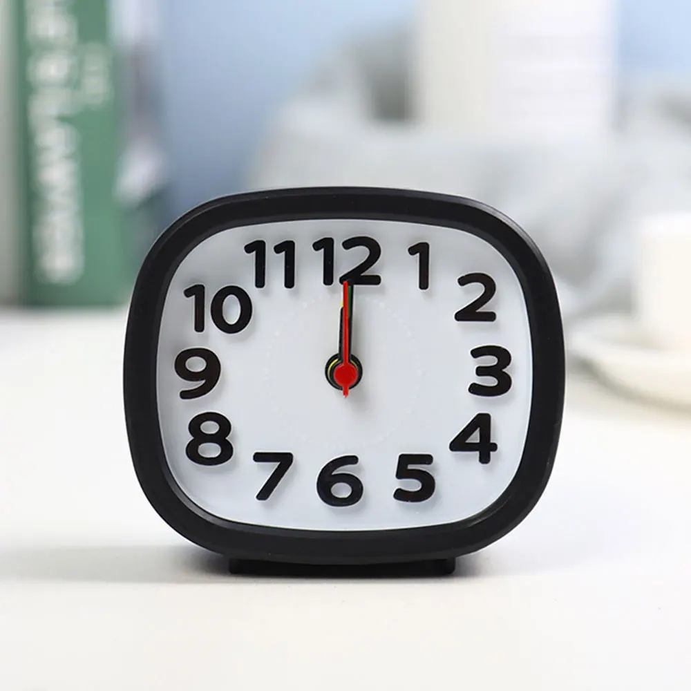 Simple Round And Square Small Alarm Clock Home Bedroom Decoration Desktop Mini Hanging  Mute Compact Portable Travel  Gift
