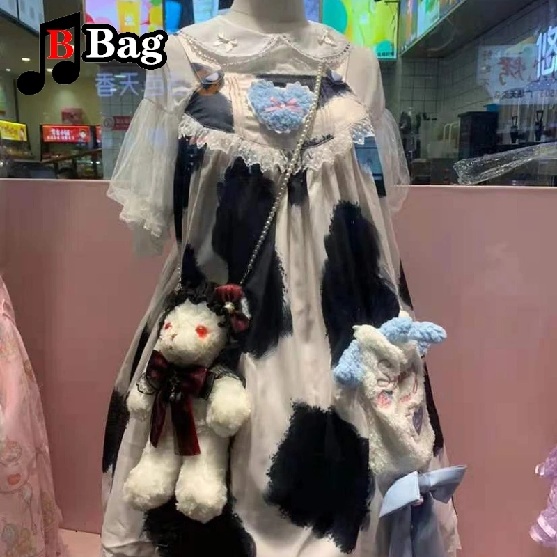 Harajuku Gothic Girl Lolita Kawaii Bear Doll borse a tracolla Soft Girls Cosplay bloody Plush Crossbody bag Handbag regali di Halloween