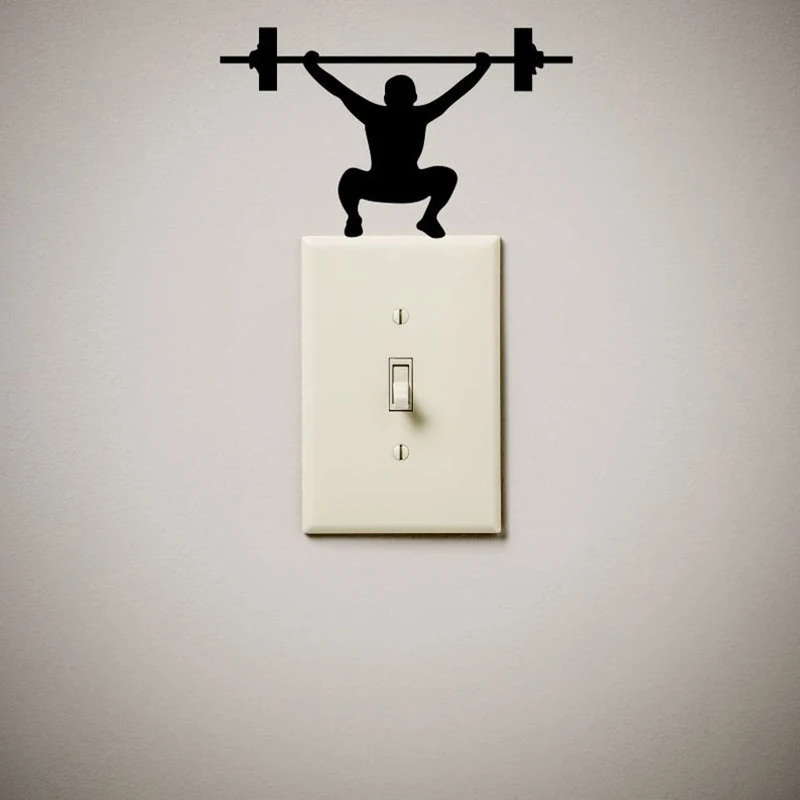 cute funny Weightlifting fitness Wall Decal light switch cover outlet wall Sticker home house decoration Light Switch Decor Z940