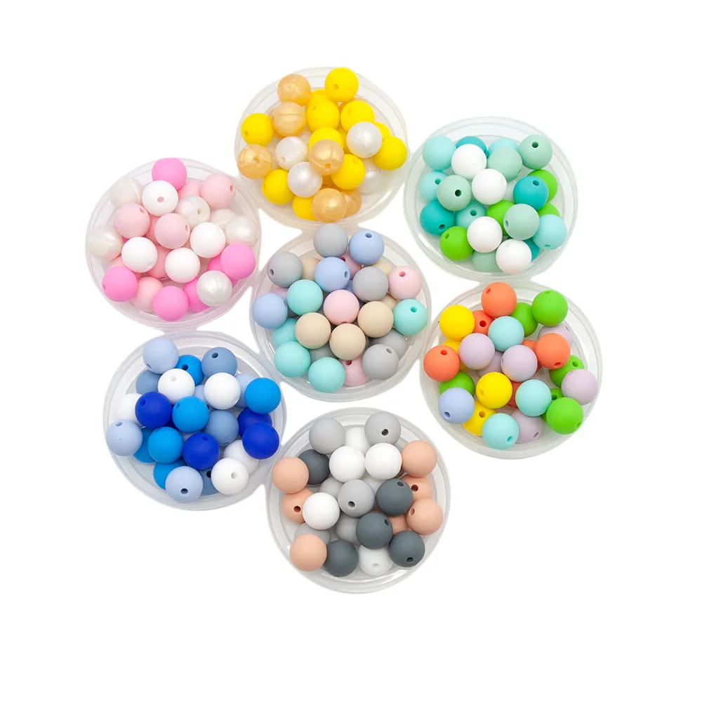 Cute-idea 9/12/15/19mm 100PCs/lot Silicone Beads Teether Pacifier Chain Accessories Handmade Baby Product Toy Teething BPA Free