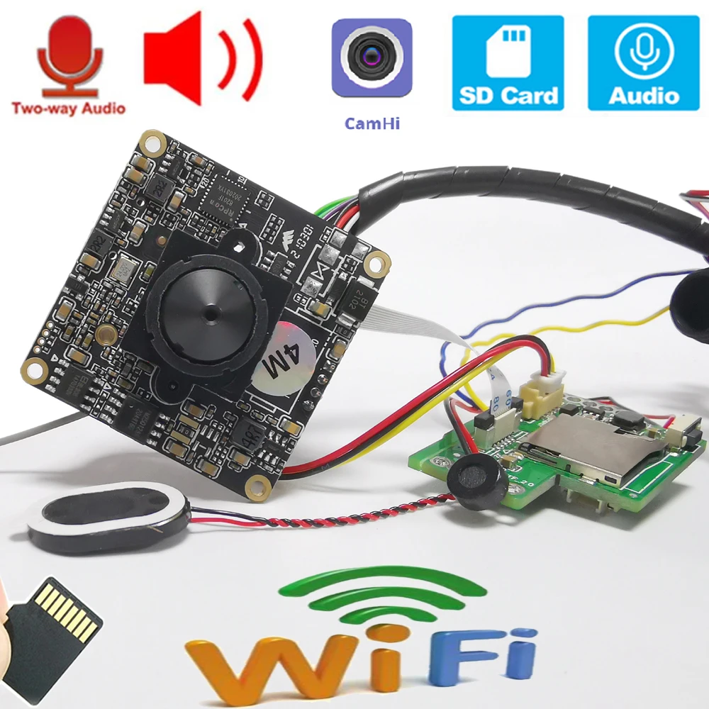 720P 960P 1080P 2MP 3MP 5MP  Hd Onvif P2P Double Board Two Way Audio Wireless IP Camera Module Wifi SD Card Slot Camhi