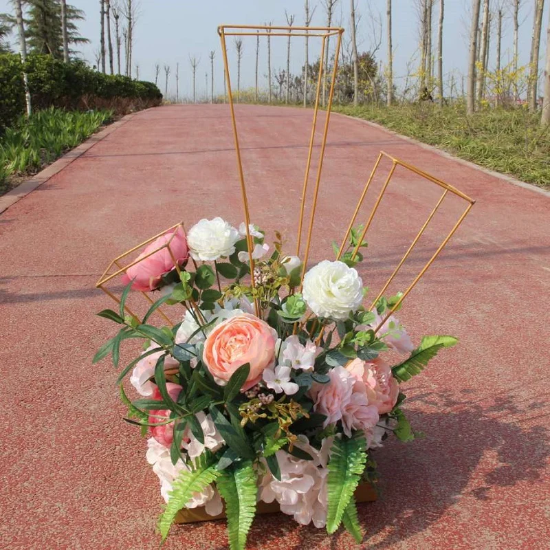 Gold/ White Flower Vases, Metal Stands, Road Lead, Wedding Centerpiece, Flowers Rack, Event Party Decoration, 50cm