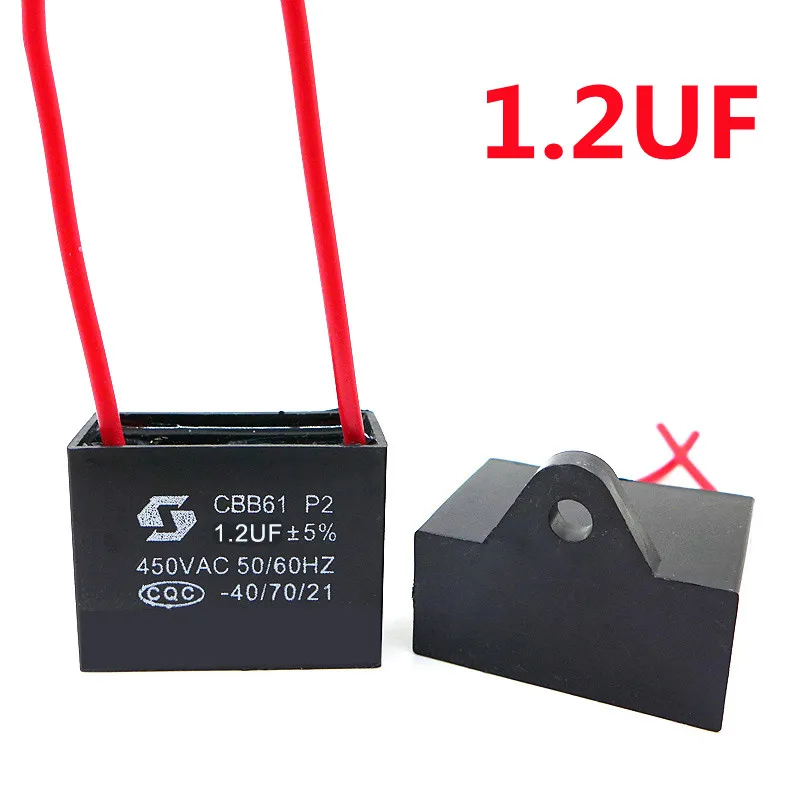 CBB61 450V 1uF~6uF Terminal Ceiling Fan Motor Running Rectangle Capacitor