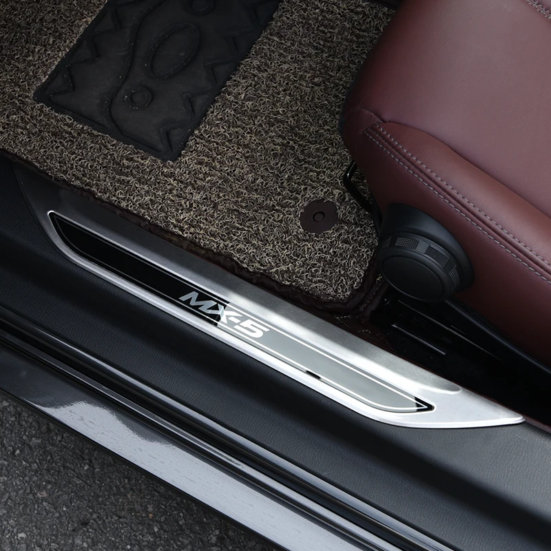 Stainless Steel Door Sill Protector Pedal Scuff Plate Cover Trims Accessoriess Car Threshold For Mazda MX-5 RF ND MX5