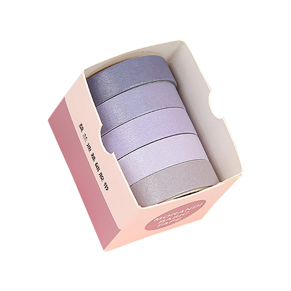 5Rolls/Box Macaron Color Masking Tape Set Decoration Tape Basic Pattern Washi Tape DIY Scrapbooking Diary Journal Stationer