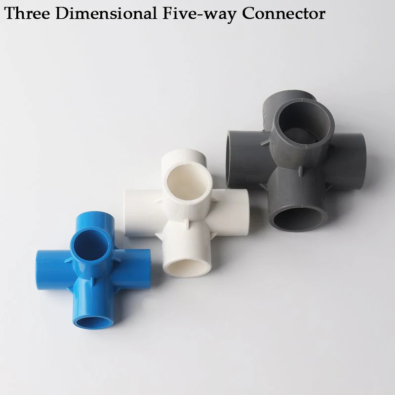 2Pcs PVC Pipe Five-Way Connector 20 25 32 40mm Three-Dimensional Connections for DIY Wardrobe Tent Greenhouse Skeleton Joints