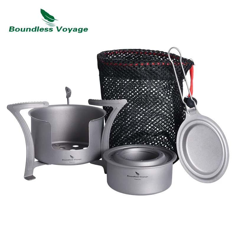 Bezgraniczna podróż Kempingowa kuchenka na alkohol Ultralekka tytanowa kuchenka opalana drewnem Outdoor Multi-Fuels Mini kuchenka Ti2011C-13C