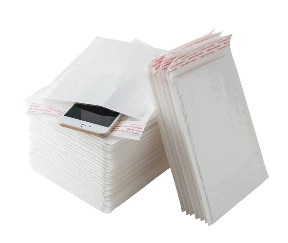 50Pcs 13*13cm White Bag Foam Envelope Foam Foil Packaging Envelope Moistureproof Vibration Bag Christmas Package Gift Holders