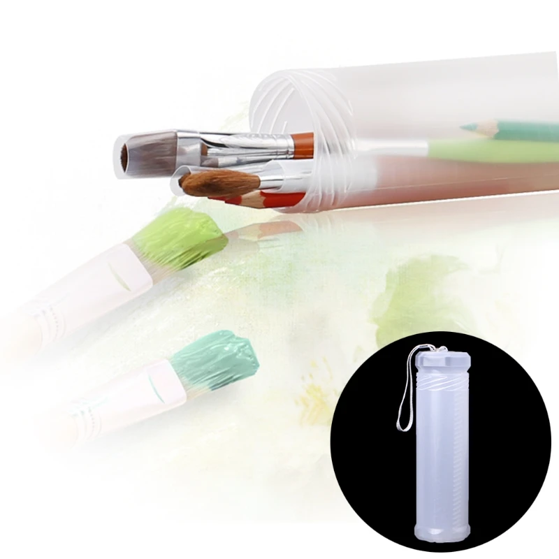 Transparent Cylinder Pencil Case Adjustable Plastic Pen Holder Portable Drop shipping