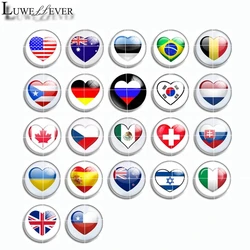 12mm 14mm 16mm 20mm 25mm 452 10pcs/lot National Flag Mix Round Glass Cabochon Jewelry Finding 18mm Snap Button Charm Bracelet