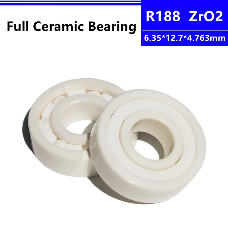 4pcs inch ZrO2 ceramic bearing R188 6.35*12.7*4.763mm 6.35*12.7*3.175mm Zirconia Full Ceramic Deep Groove Ball Bearing