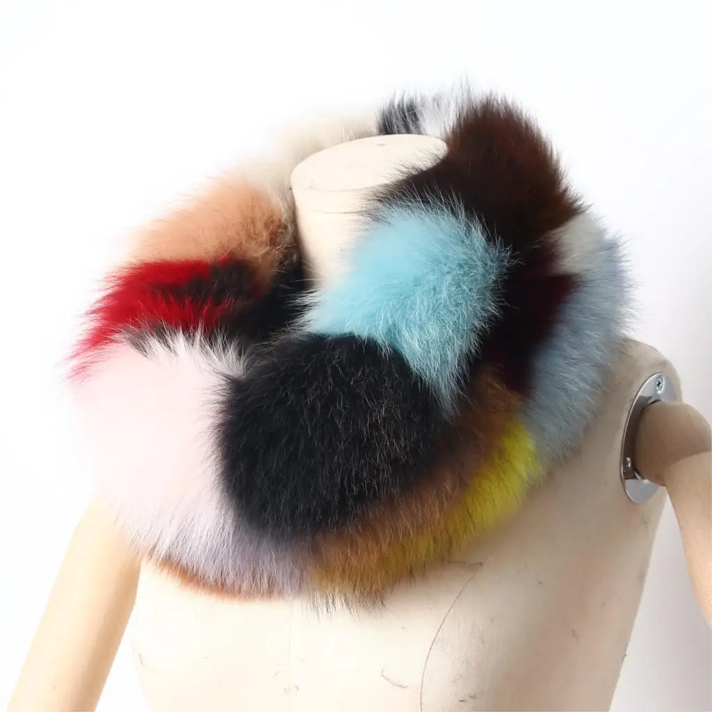 ZDFURS* Hot Brand New Genuine Real Fox Fur scarves Women\'s Lady Fur Scarf Ring Cowl Snood  Infinity Scarf Wraps Shawl