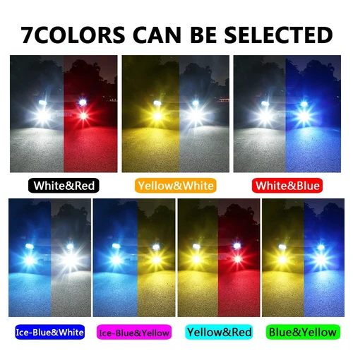 Imagen 2 del producto 2 uds dos colores Super brillante H11 H8 HB3 HB4 9006 9005 H16JP bombillas Led antiniebla amarillo blanco azul rojo verde limón púrpura 12V 24V