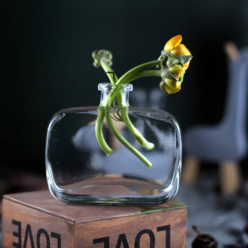 

Nordic Transparent Glass Bottle Mini Vintage Home Vases Living Room Dry Flower Perfume Bottle Ornaments Flower Vase Home Decor