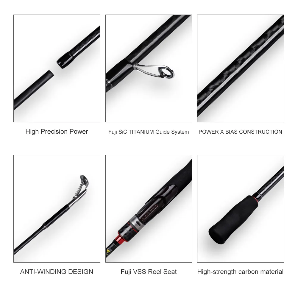 Imagem -06 - Noeby Spinning Vara de Pesca Carbon Lure Rod Ultra Leve Carbono Eging ml Power Fuji Titanium Anel Sic 259 m 275 m