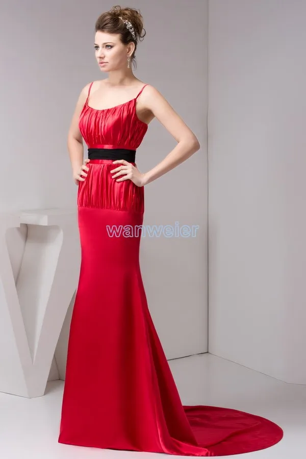 Vestido de noche para madre de la novia, traje de sirena de alta calidad, plisado rojo caliente para playa, tamaño/color personalizado