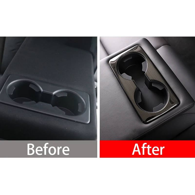 For Mazda 3 BP 2019 2020 2021 2022 2023 Stainless Steel Car Seat Back Row Water Cup Holder Cover Frame Trim Sticker Accessories