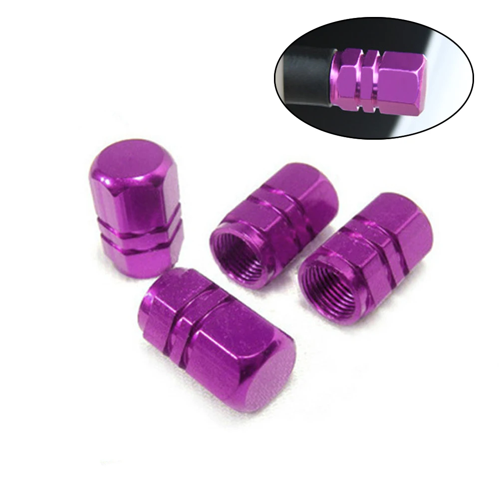 

4Pcs Purple Aluminum Alloy Car Tire Wheel Rims Stem Air Valve Caps Tyre Cover Caps Universal For Auto SUV Off Road Pickup