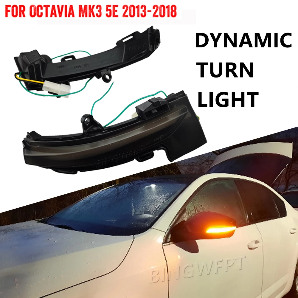 

Dynamic LED Turn Signal Blinker Mirror Flasher Light For Skoda Octavia Mk3 A7 5E 2012 2013 2014 2015 2016 2017 2018 2019