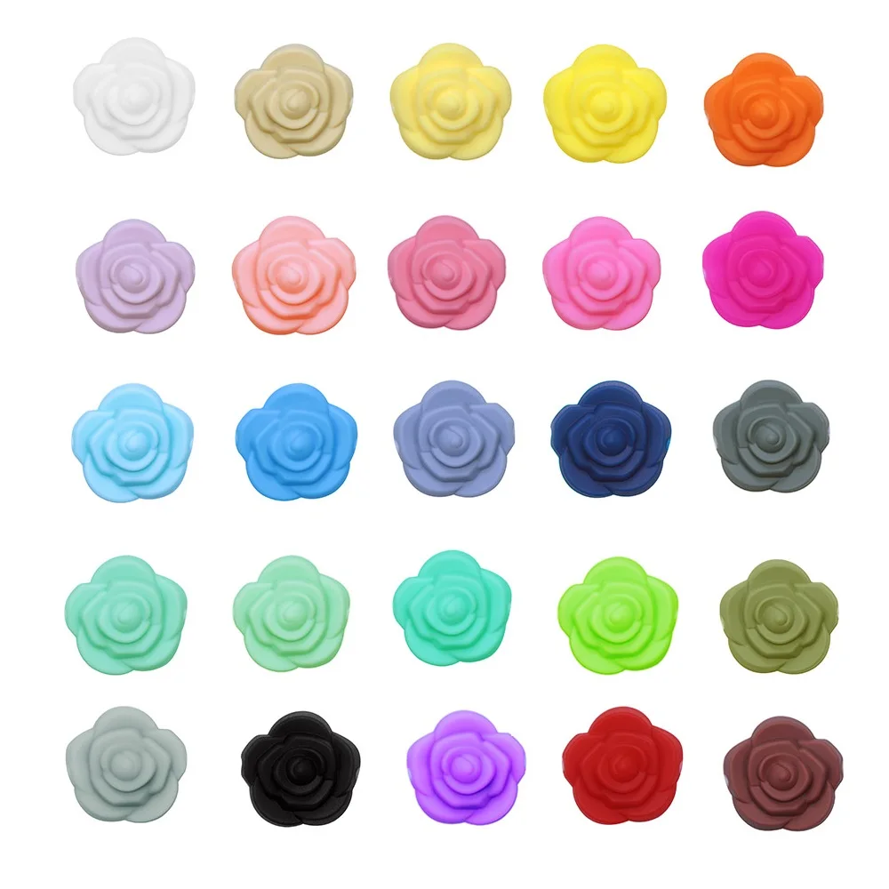 Joepada 10Pcs/lot Mini Rose Flower Silicone Beads BPA free for DIY Baby Teething Jewelry Necklace Accessories Toy Baby Teether