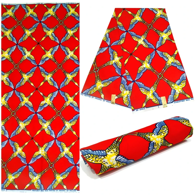 2020 Newest Fashion African Red Print Wax Fabric Ankara Veritable Real Nigeria Wax