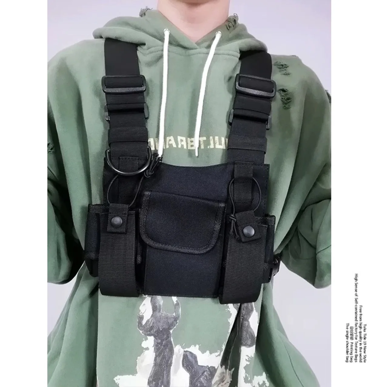 Functional Tactical Chest Bag Hip-hop Vest Style Rig Bag Fashion Street wear Chest Rig Bags Harness Clothes